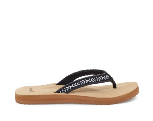 Tong Sanuk Fraidy Tribal Hemp Femme - Noir / Blanche QJNAUX693